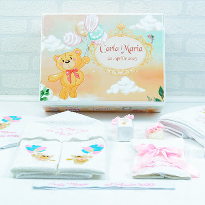 Delicate Ursulet baby girl christening kit set