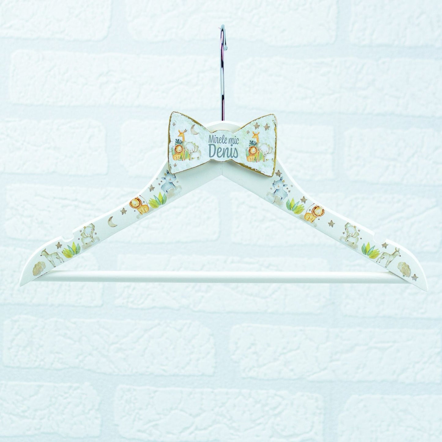 Personalized baby christening hanger Safari