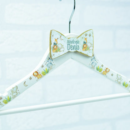 Personalized baby christening hanger Safari