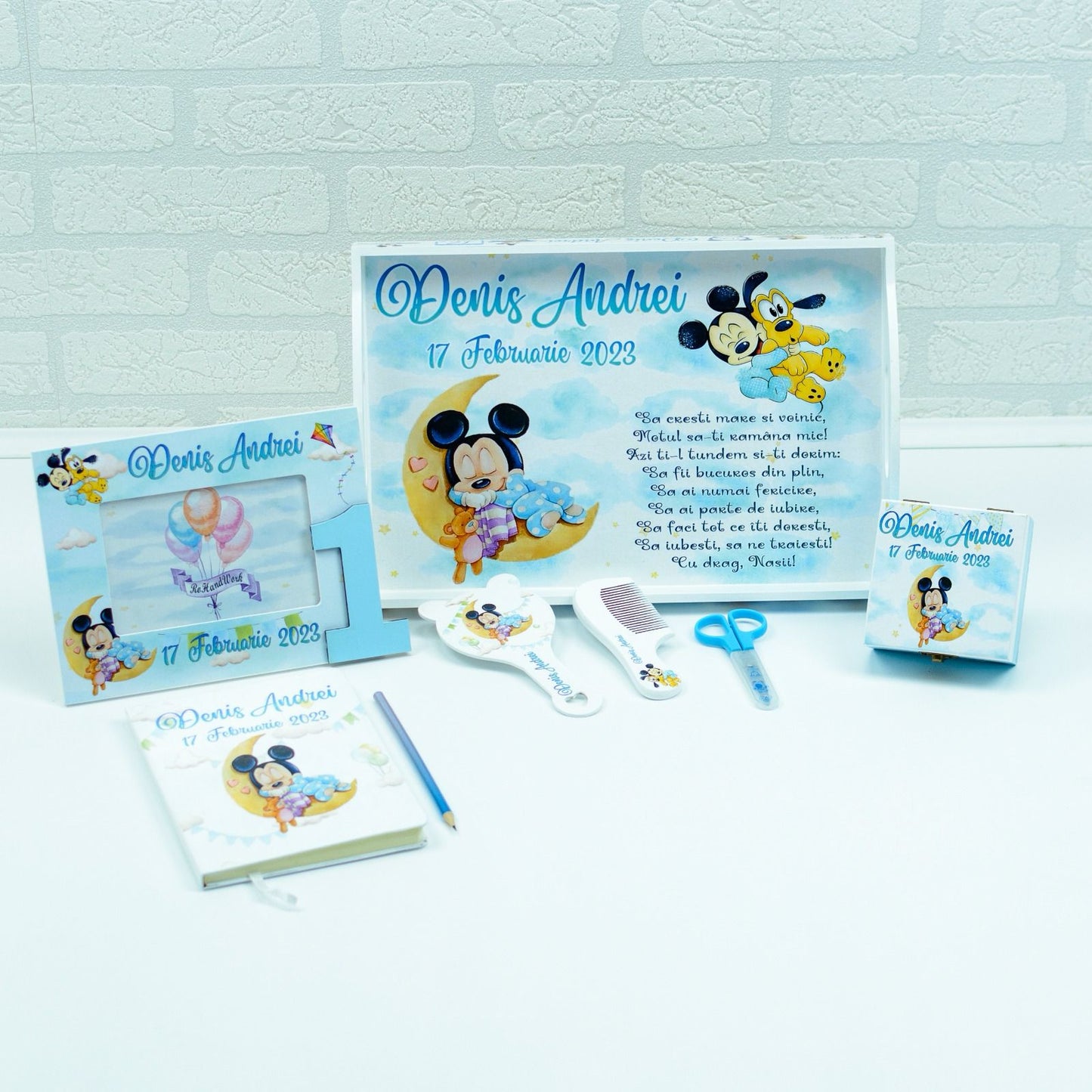 Set mot Baby Mickey luna - set tava pentru taiere mot RoHandWork