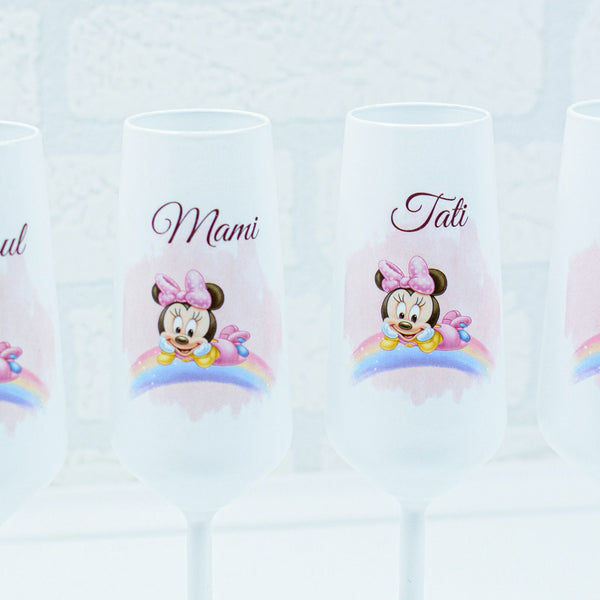 Pahare botez Minnie pe curcubeu RoHandWork