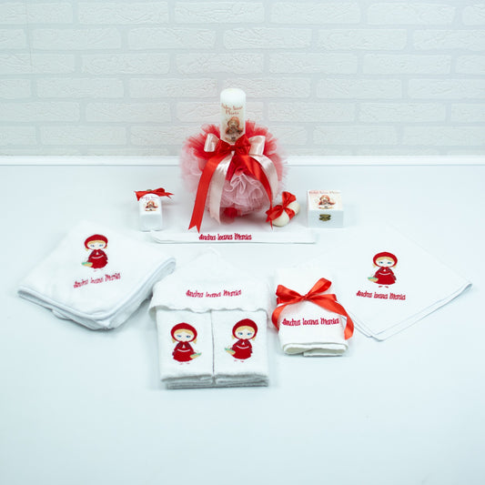 Set trusou botez Scufita Rosie - RoHandWork