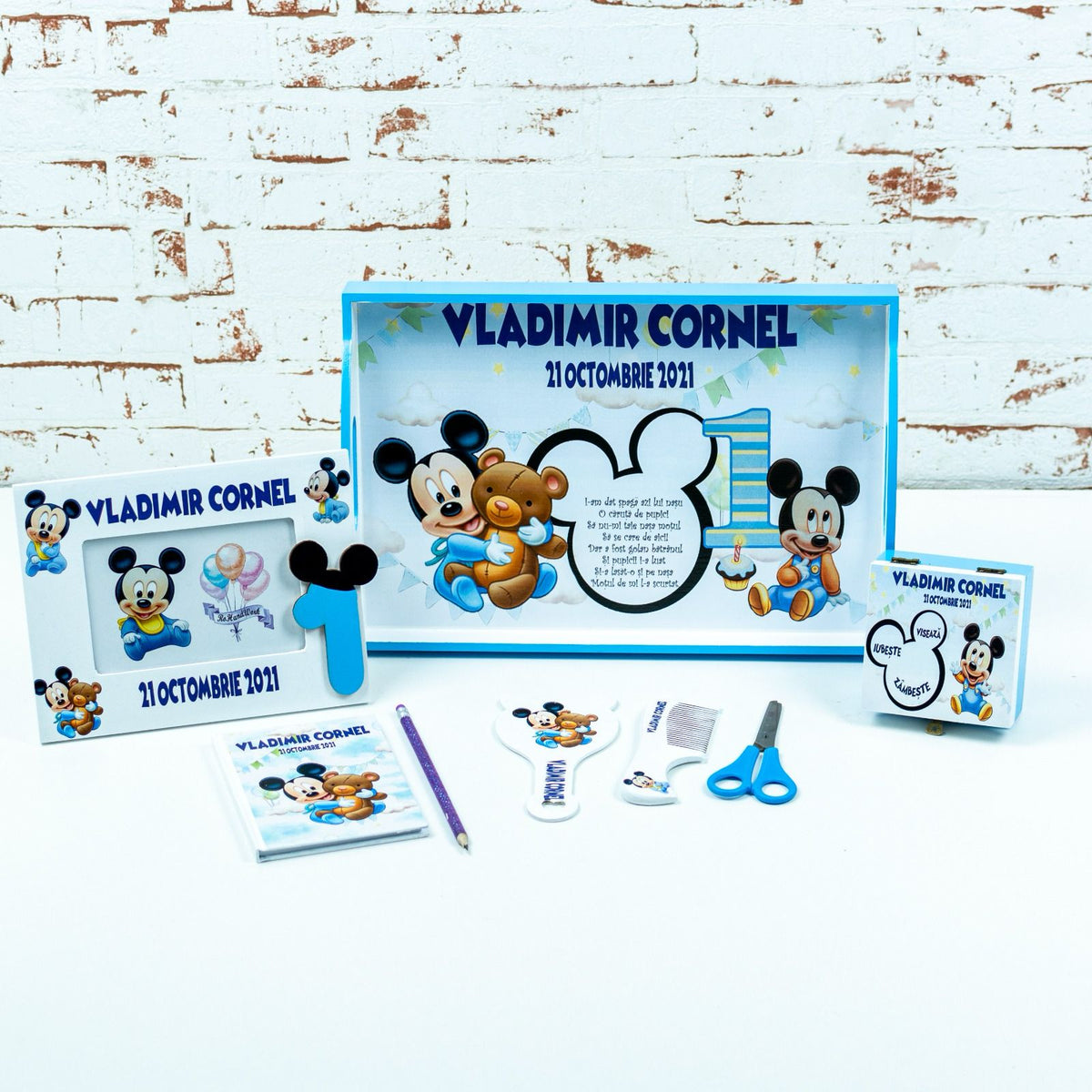 Set mot Cute Baby Mickey- set tava pentru taiere mot - RoHandWork