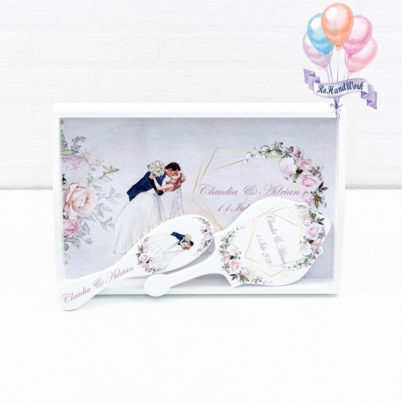 Set miresa personalizat cu flori albe RoHandWork