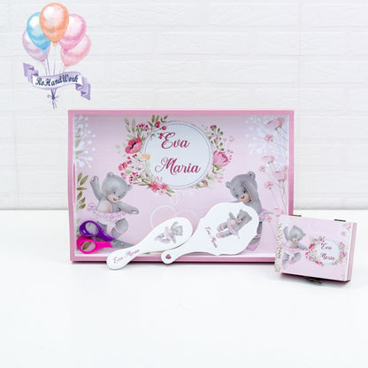 Set mot personalizat cu tema Ursulet balerina. Un set pentru ruperea turtei personalizat