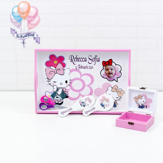 Set mot personalizat cu tema Hello kitty. Set ruperea turtei personalizat