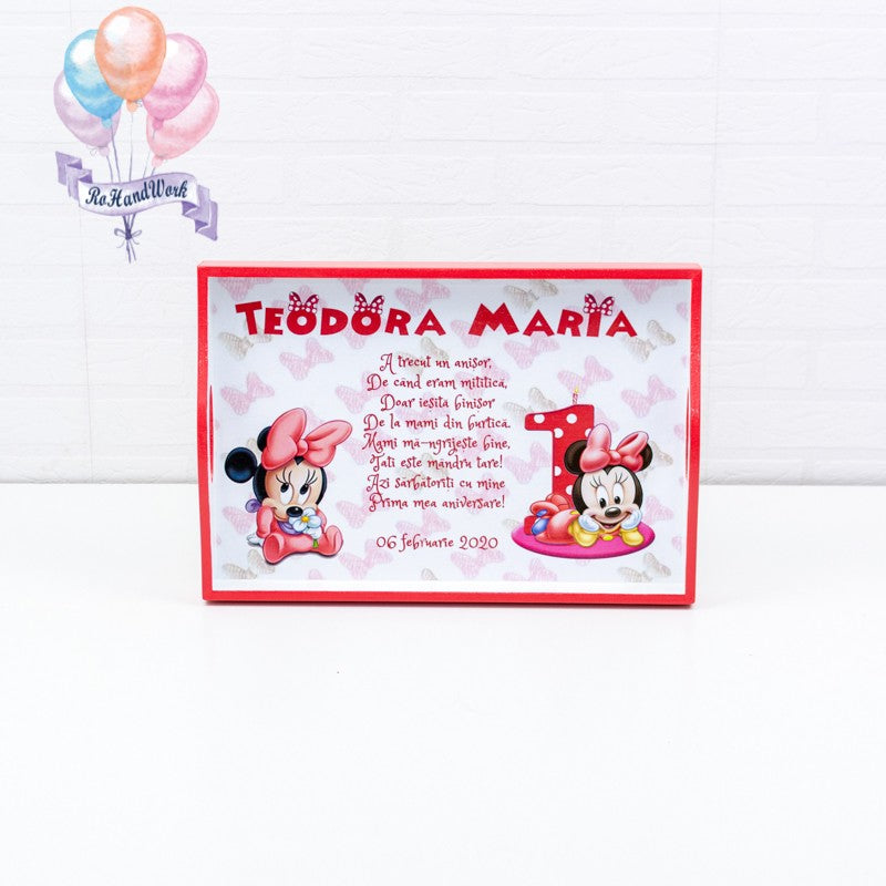 Set mot/ set turta personalizat Baby Minnie mouse rosu fundite - RoHandWork