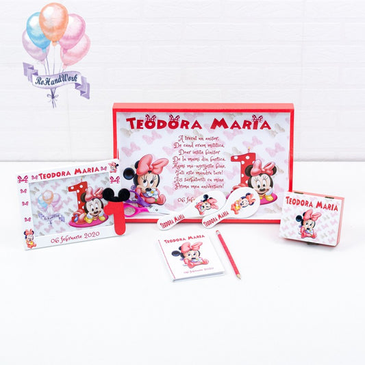 Baby Minnie mouse red bow cake topper/cake set