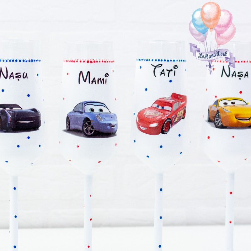 Set pahare botez Cars RoHandWork