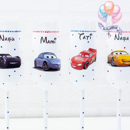 Set pahare botez Cars RoHandWork