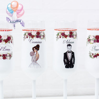 Set of glasses Wedding bouquet of roses roh82