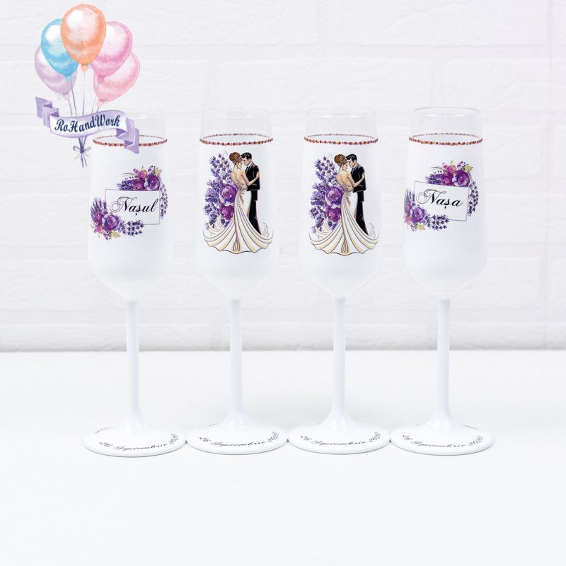 Lavender Wedding glasses set