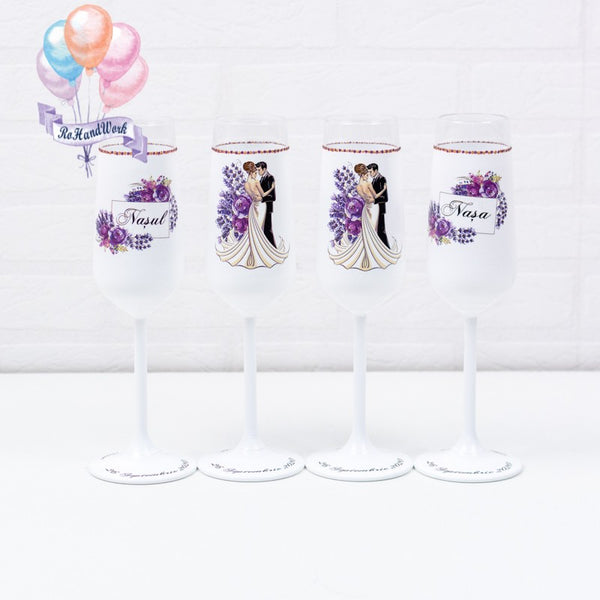 Set pahare Nunta Lavanda - RoHandWork