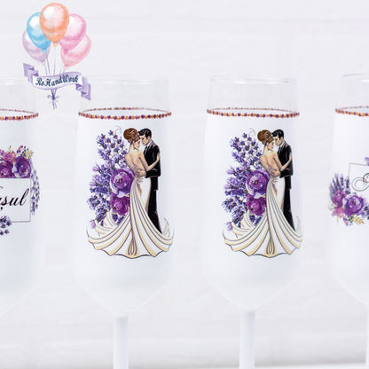 Lavender Wedding glasses set