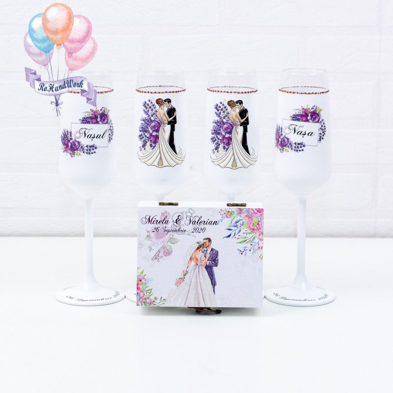 Lavender Wedding glasses set