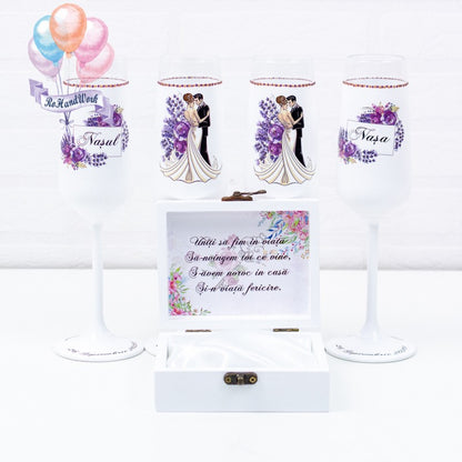 Lavender Wedding glasses set