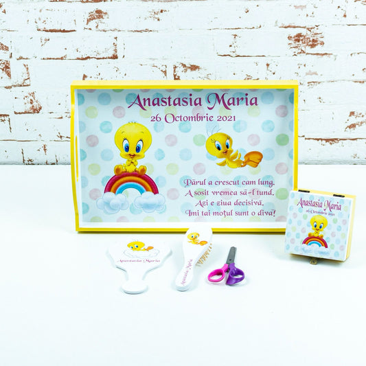 Set mot personalizat cu Tweety- set tava pentru taiere mot - RoHandWork