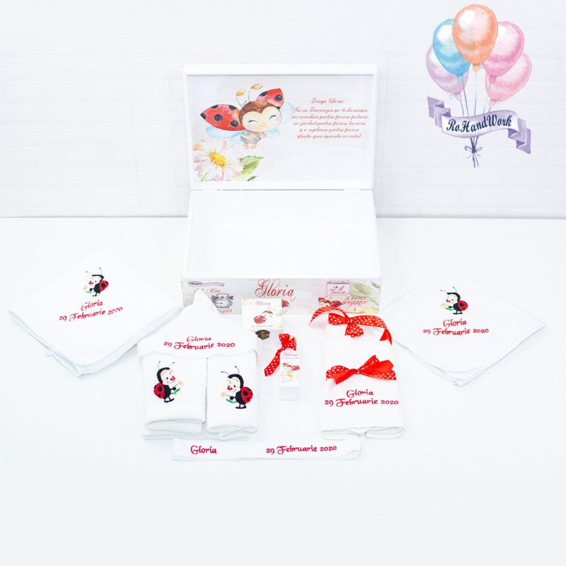 Personalized christening ladybug kit set