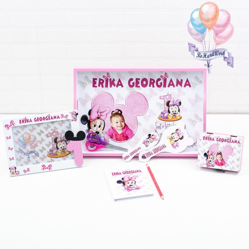 Tăviță de moț RoHandWork, model Baby Minnie Mouse roz