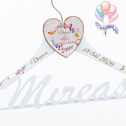 Wedding hangers with golden written flyer